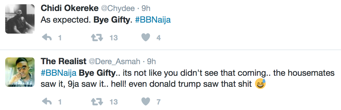 #BBNaija: Nigerians React To Gifty's Eviction