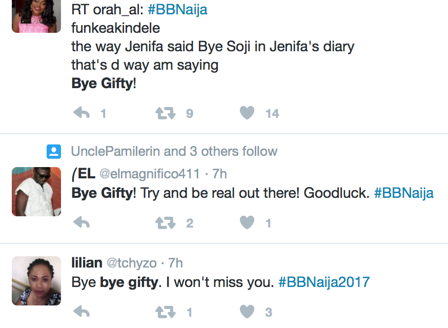 #BBNaija: Nigerians React To Gifty's Eviction