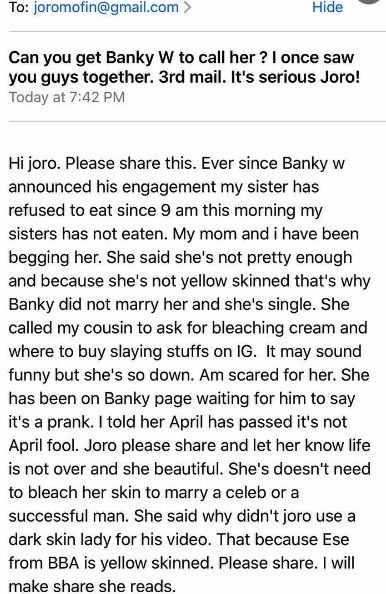 Banky's Alleged Ex-Girlfriend Cries Out Why The EME Boss Chose Adesua Over Her