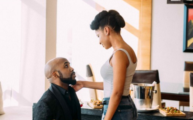 See The Magical Moment Banky W Proposed to His Sweetheart Adesua 'Susu' Etomi (Unseen Photo)