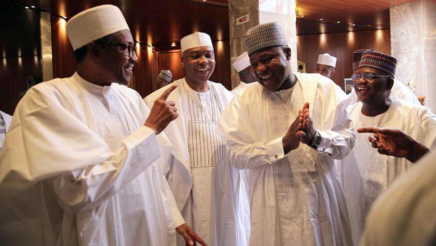 Buhari Meets Tinubu, Saraki, Dogara Behind Closed-Door In Presidential Villa
