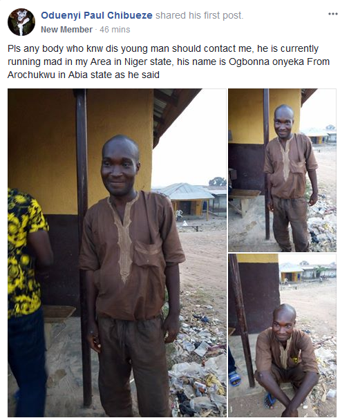 Man From Abia State Goes M-a-d in Niger State, Family Yet to Claim Him (Photos)