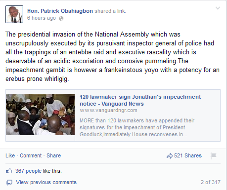 Obahiagbon's FB Post