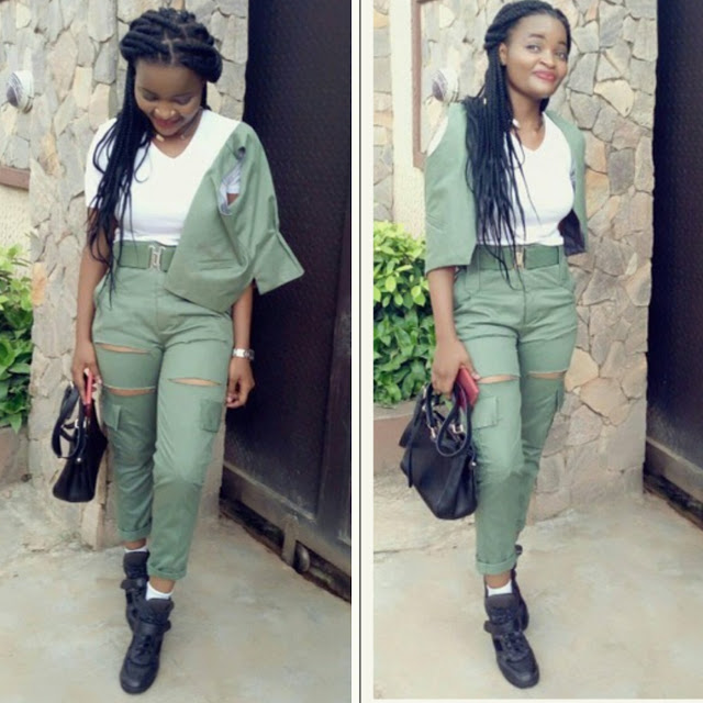 See How This Female Corps Member Rocked Her NYSC Uniform | Photo