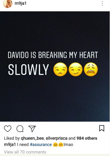 'Davido has broken my heart' - Maheeda Reacts To Davido's Assurance For Chioma. (Photos)
