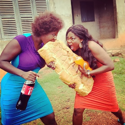 Funke Akindele & Mercy Johnson Fighting Over Bread *pics*