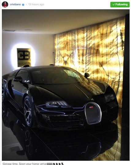 Cristiano Ronaldo Gifts Himself New Luxury Bugatti Veyron Car, Worth Over $2million (Photos)