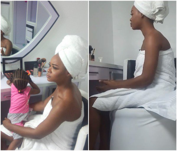 Olajumoke Poses In A Towel With Her Daughter (Photos)