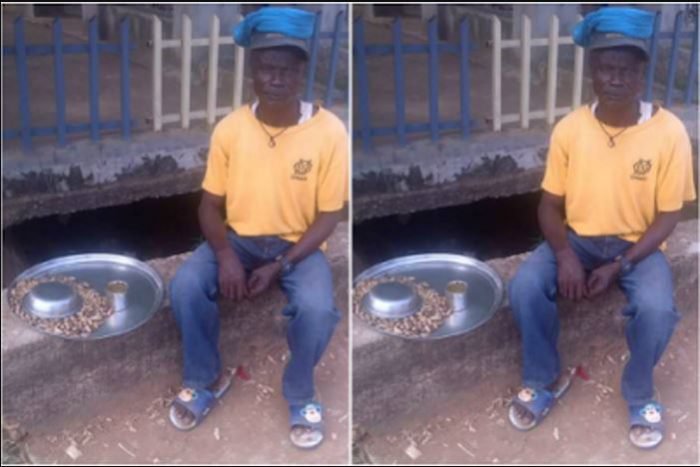 See Photo Of Benue Civil Servant Hawking Groundnuts To Survive ; As He Shares His Story