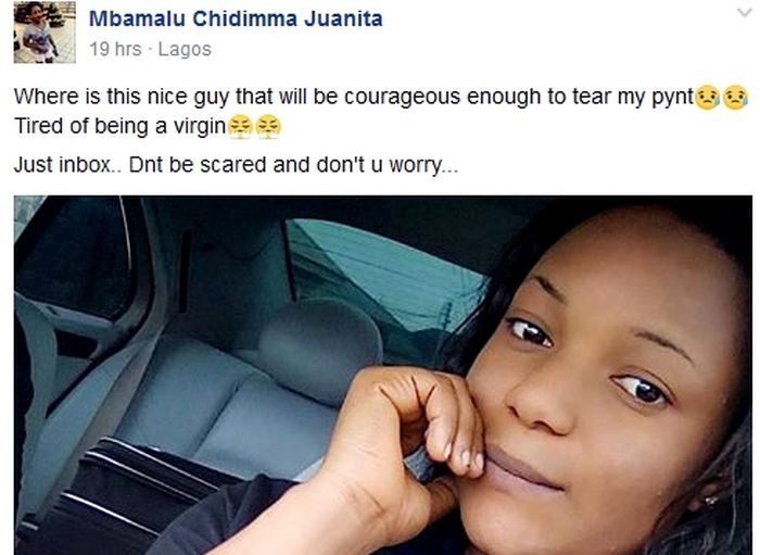 I'm Tired Of Being A Virgin - Nigerian Lady Seeks For A 'Nice Guy Courageous Enough To Tear Her Panties'