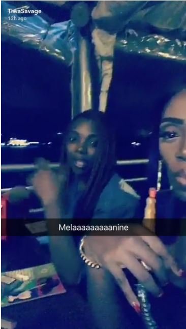 Tiwa Savage Spotted Smoking Shisha At The Club With Annie Idibia (See Photos)