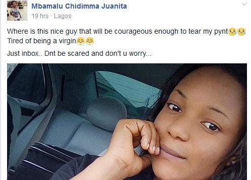 Pretty Nigerian Virgin Seeks For A Nice Guy To "Tear Her P@nt" [Photo]