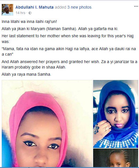 OMG! Cute Nigerian Lady Dies In Mecca After Completing Her Pilgrimage - See Her Photos