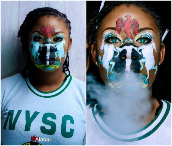 See What This Female NYSC Member Did To Her Face To Celebrate Independence (Photos)