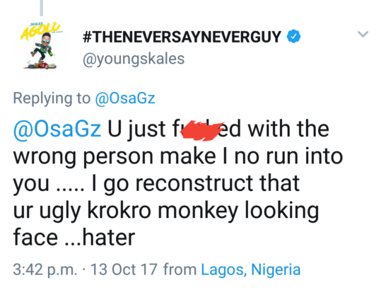 Skales Blasts Music Critic Osagie For Calling Him A Copycat (See Tweets)