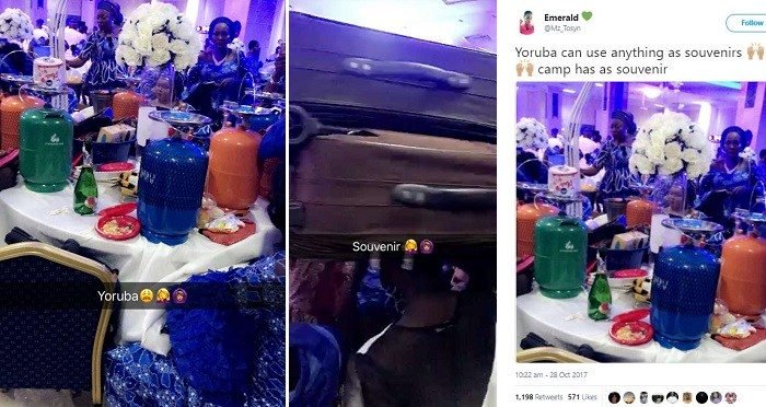 Wow! Gas Cooker, Travelling Bags Shared As Souvenir At A Nigerian Wedding (Photos)