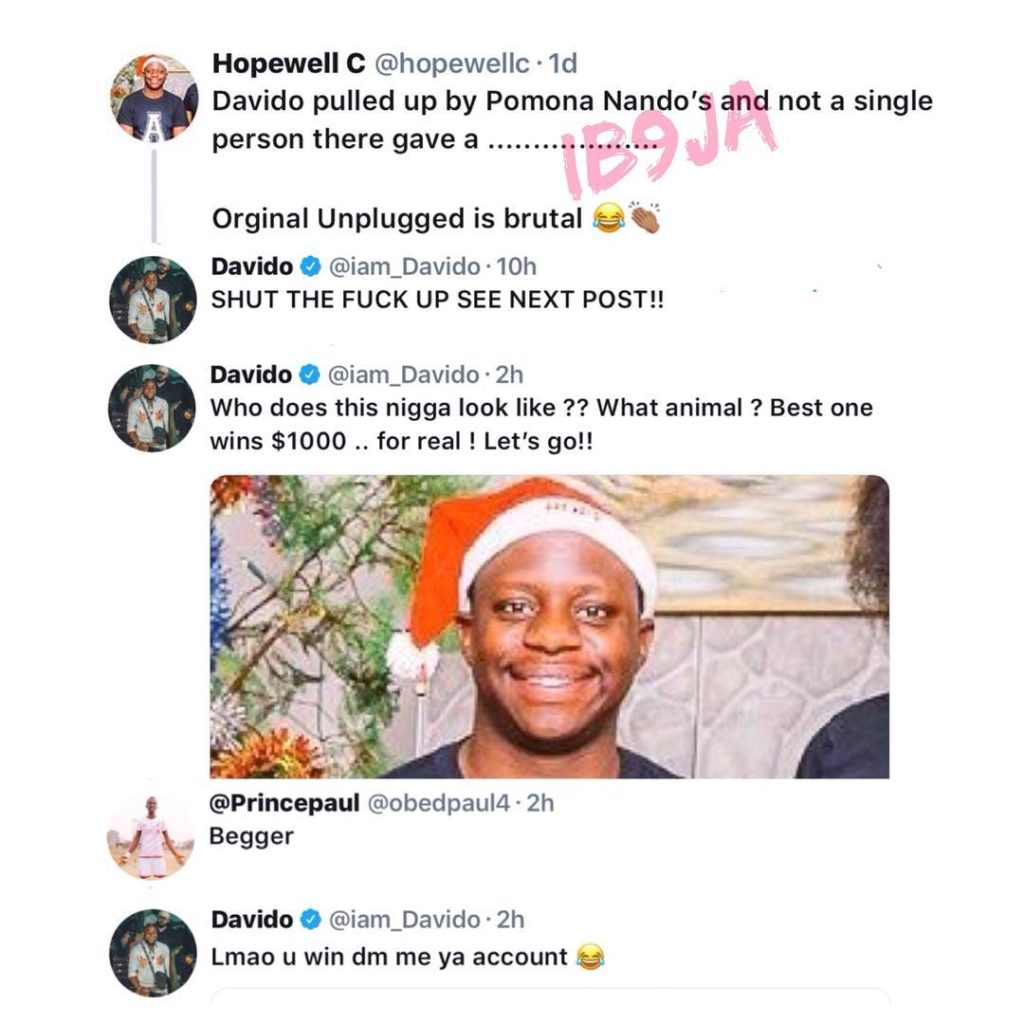 This Is Deep: Davido Gives Out $1,000 To Get Back At A Troll (See How)