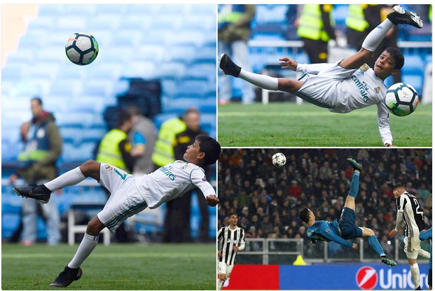 Like father, Like Son! Cristiano Ronaldo's Son Attempts Overhead Kick After Madrid Derby