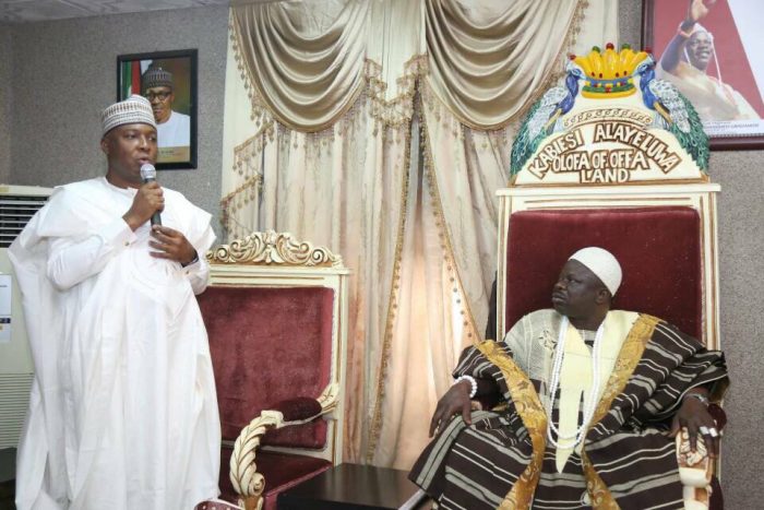 Bukola Saraki Visits Offa Town After Robbery Attack, Meets With Traditional Ruler (Photos)