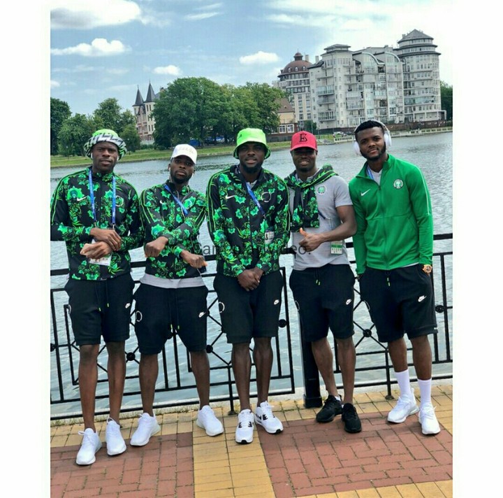Super Eagles Players In Shaku Shaku Pose As They Rock Their Trending Track Kits (Photos)