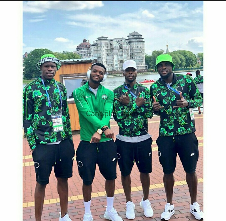 Super Eagles Players In Shaku Shaku Pose As They Rock Their Trending Track Kits (Photos)