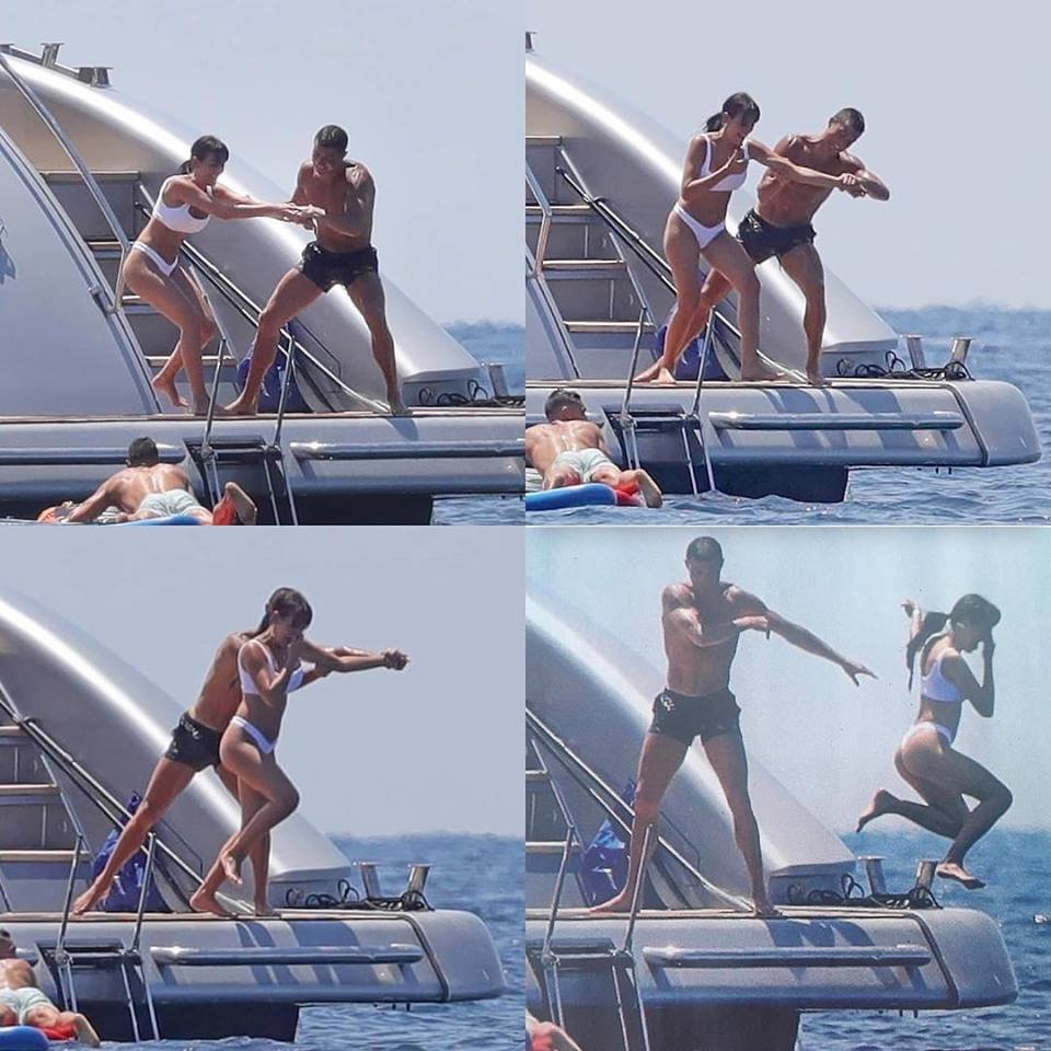 Despite Being Scared Of Diving Into The Water, See What Cristiano Ronaldo Did To His Girlfriend (Photos)