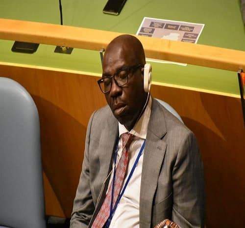 Edo State Governor, Godwin Obaseki, Caught On Camera, Sleeping At The UN General Assembly (Photos)