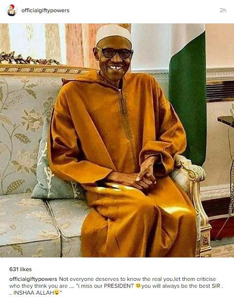 Fans Blast Ex-BBNaija Housemate, Gifty Over Instagram Post About President Buhari