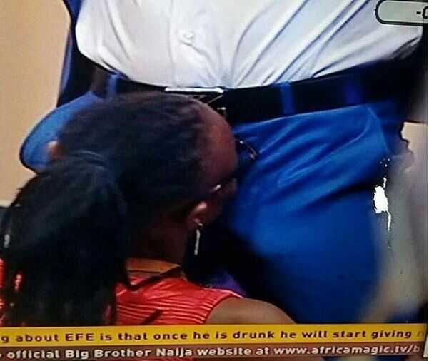 #BBNaija: Efe Gets Massive Hard-on As Marvis Attempts To Give Him A Mouth Action (Photo)