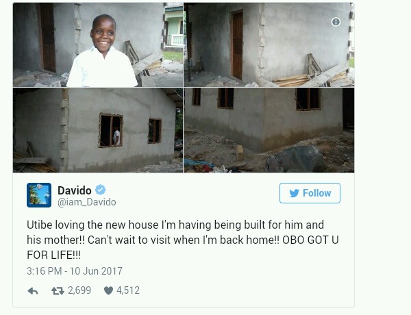 Drogba Reacts After Davido Announced He is Building a House For Utibe, A Boy Fan (Pics)