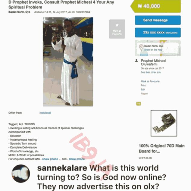 Prophet Charges N40, 000 For Deliverance On OLX In Ibadan ( Photos )