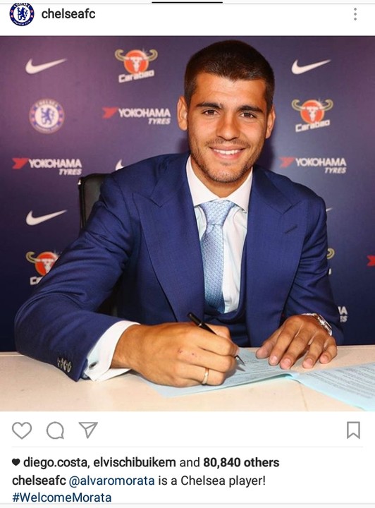 Chelsea Signs Morata From Real Madrid For A Club Record Fee Of £70m (Photos)
