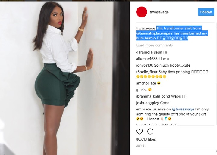 Tiwa Savage's 'Transformer Skirt' Gives Teebillz Wild Thoughts (Photo)