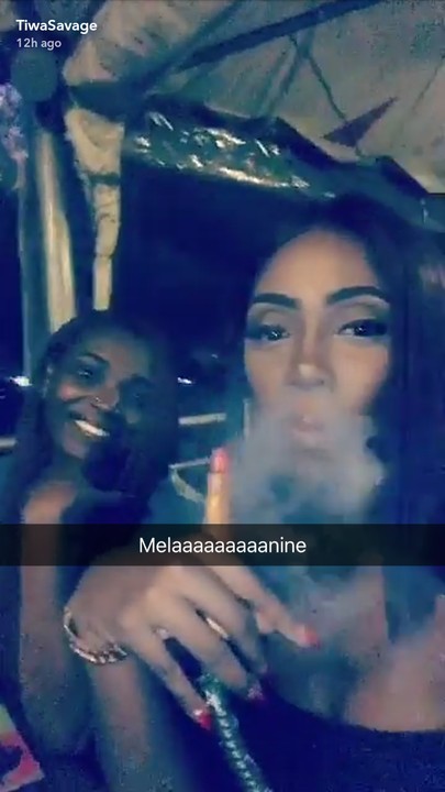Tiwa Savage Spotted Smoking Shisha at the Club as She Chills with Annie Idibia (Photos/Video)