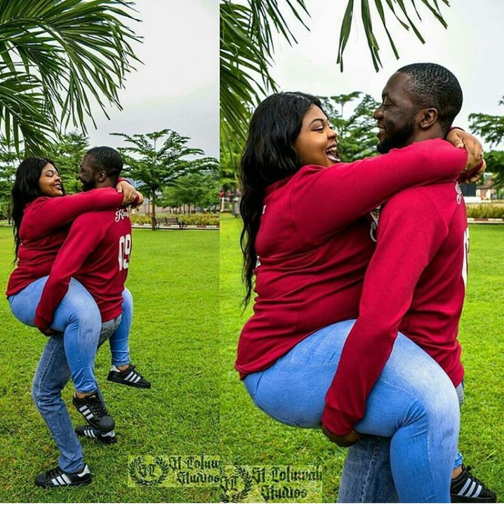 Slim Yoruba Man Lifts His Plus-Sized Edo Spouse In Lovely Pre-Wedding Photos