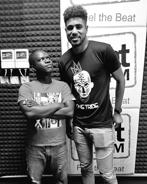#BBNaija: Thin Tall Tony Begins Media Tour, Pictured With Comedian Ushbebe At Naija FM