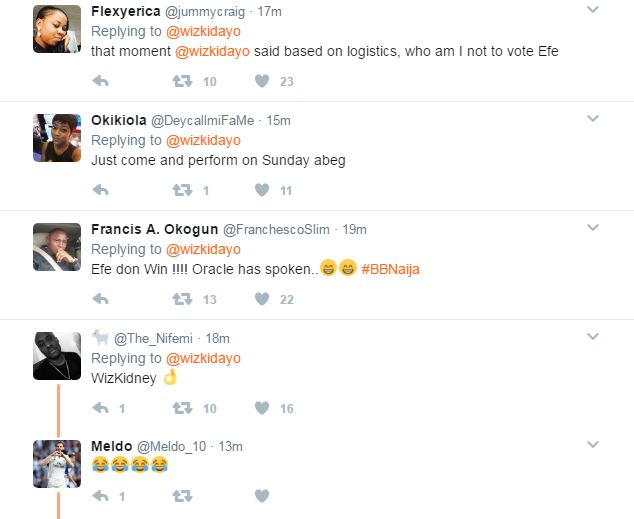 #BBNaija: Wizkid Declares Support For This Housemates and Fans Go Crazy (Photos)