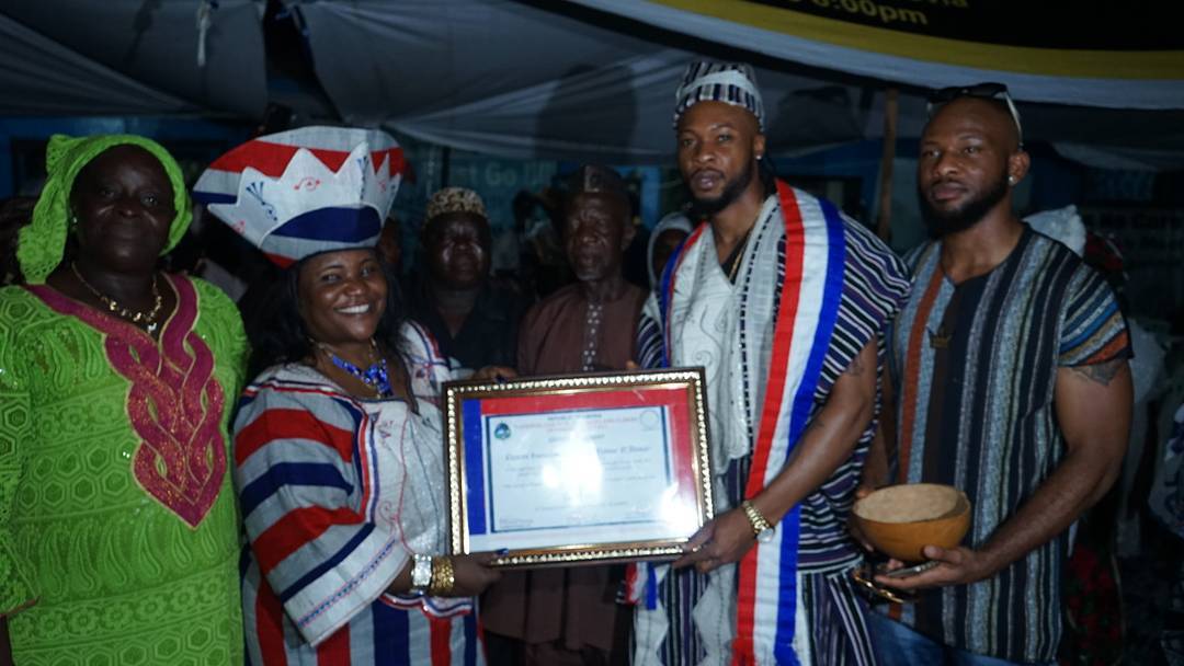 Flavour Receives Chieftaincy Title In Liberia. Check Out His Outfit & Certificate