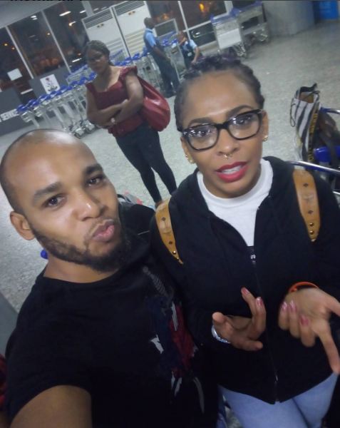 #BBNaija: Tboss Arrives Nigeria, Pictured With Her Brother