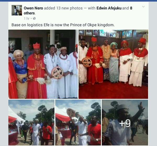 BBNaija: Efe Ejeba Becomes Prince Of Okpe Kingdom In Delta (Photos)