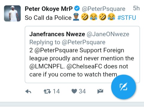 See Peter Okoye's Reply To A Fan Who Said He Should Support Our Local League