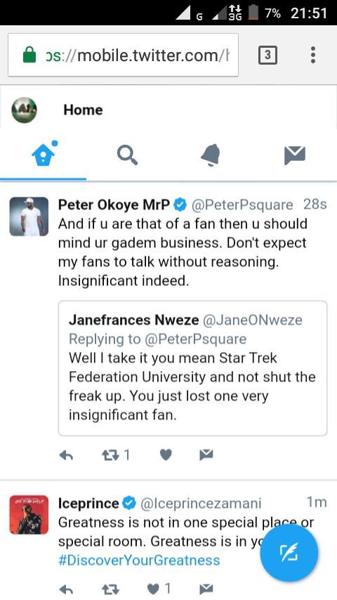 See Peter Okoye's Reply To A Fan Who Said He Should Support Our Local League