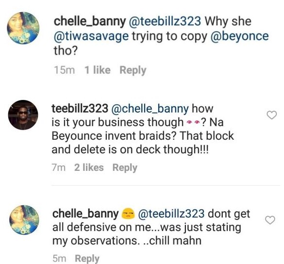 Teebillz Defends Tiwa Savage After A Lady Accused Her Of Copying Beyonce (Photo)