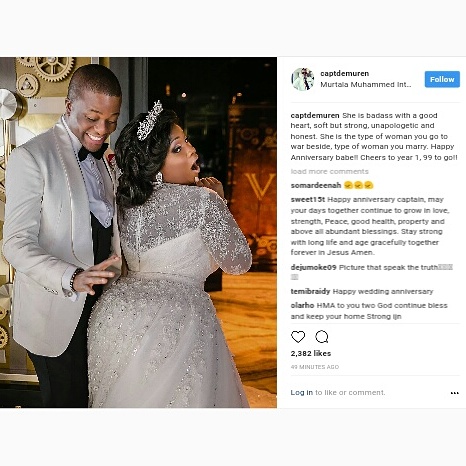 'She Is Badass': Captain Demuren Posts Hot Pic With Toolz To Mark Wedding Anniversary