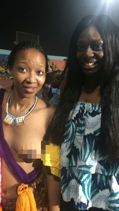 Actress Beverly Osu Poses With A Toplexx Lady At Calabar Carnival (Photo)
