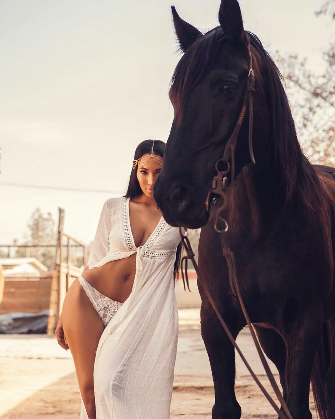 Runtown's Baby Mama In Underwear Photoshoot With A Stallion