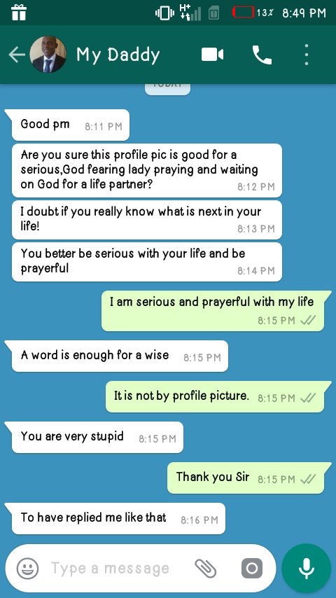 'Your Profile Pic Not Good For Godfearing Lady Praying For Husband' - Man To Daughter