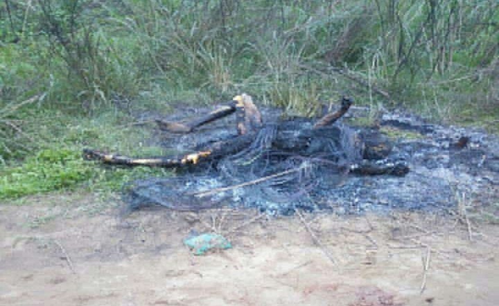 Notorious Thief Caught And Burnt In Akwa Ibom (Graphic Photos)