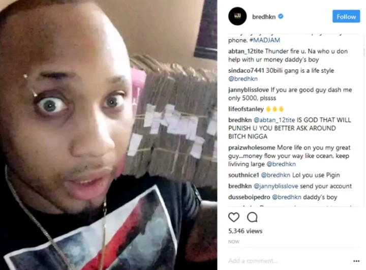 Davido's Cousin, B-Red & A Fan Come For Each Other After Flaunting Money On Instagram