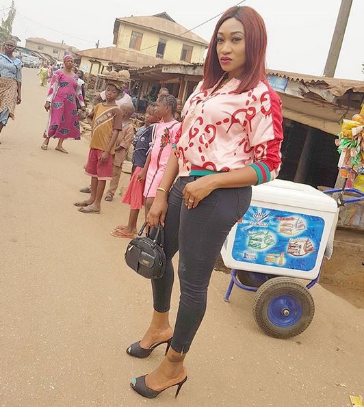 Oge Okoye On A Movie Location In Abeokuta (Photos)